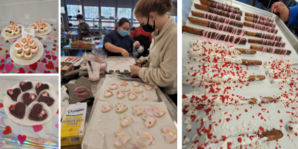 Oakcrest Students are busy and working hard on Valentine's Day treats. 