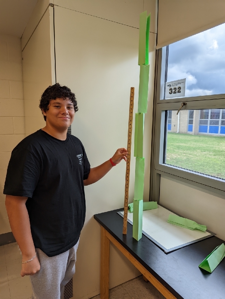 student with the tallest tower of the day 