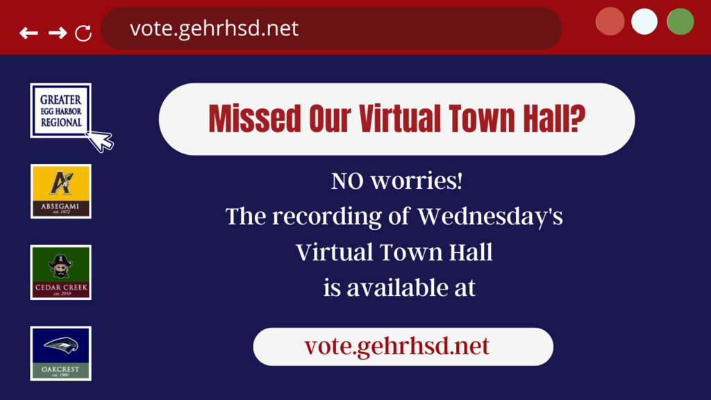 Missed our virtual town hall? No worries! Go to Vote.gehrhsd.net to views the recording.
