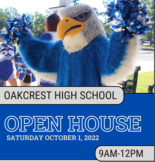 Oakcrest Open House Saturday 10/1! Rain or Shine! See you tomorrow morning!! Gooooo Falcons!