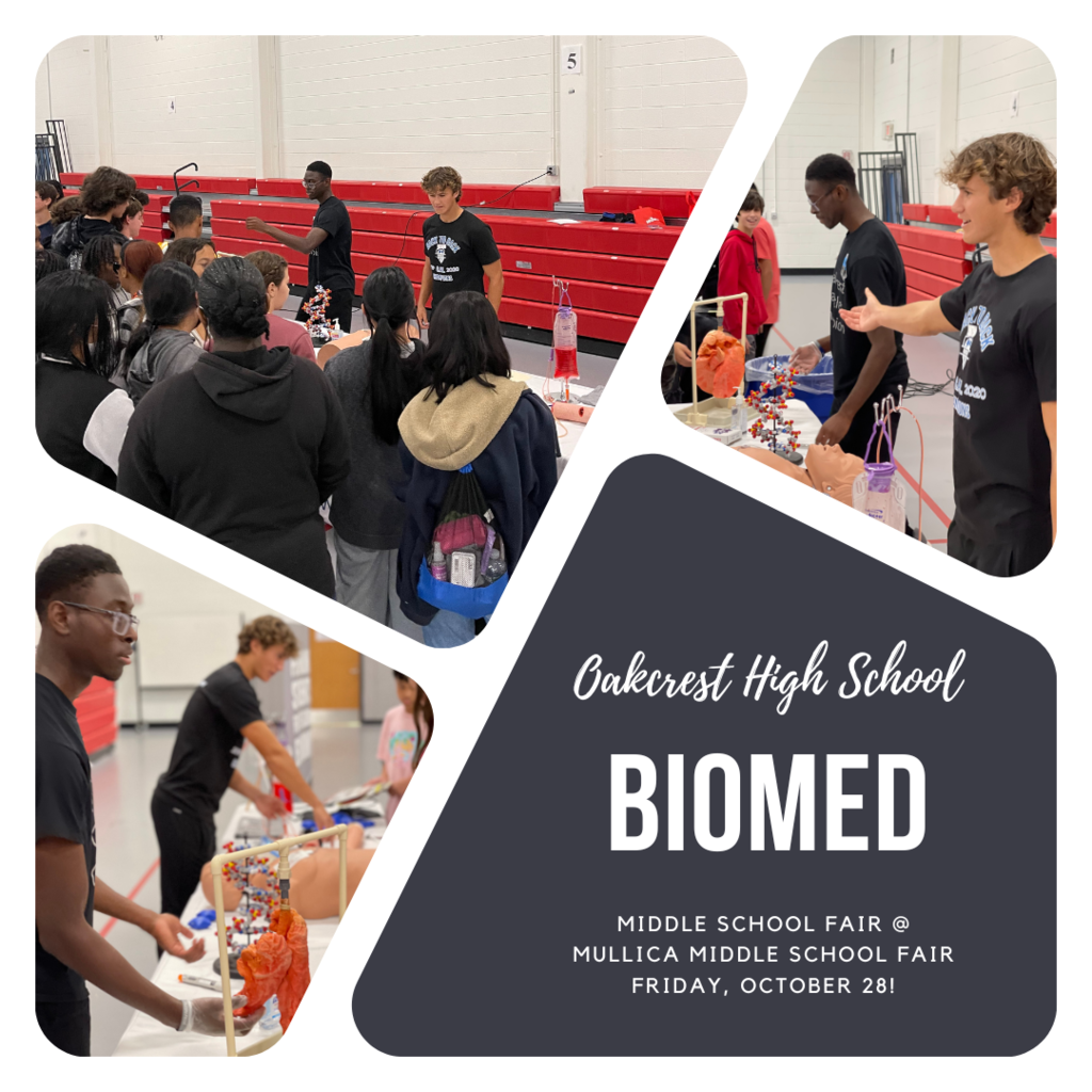 Oakcrest High School Biomedical Magnet Program has visited 3 middle schools over the past 2 weeks! Next up is Mullica! Applications to apply open on October 15!