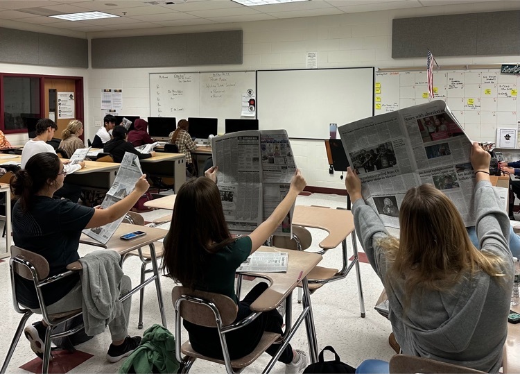 Media students discovering the joy of print news!