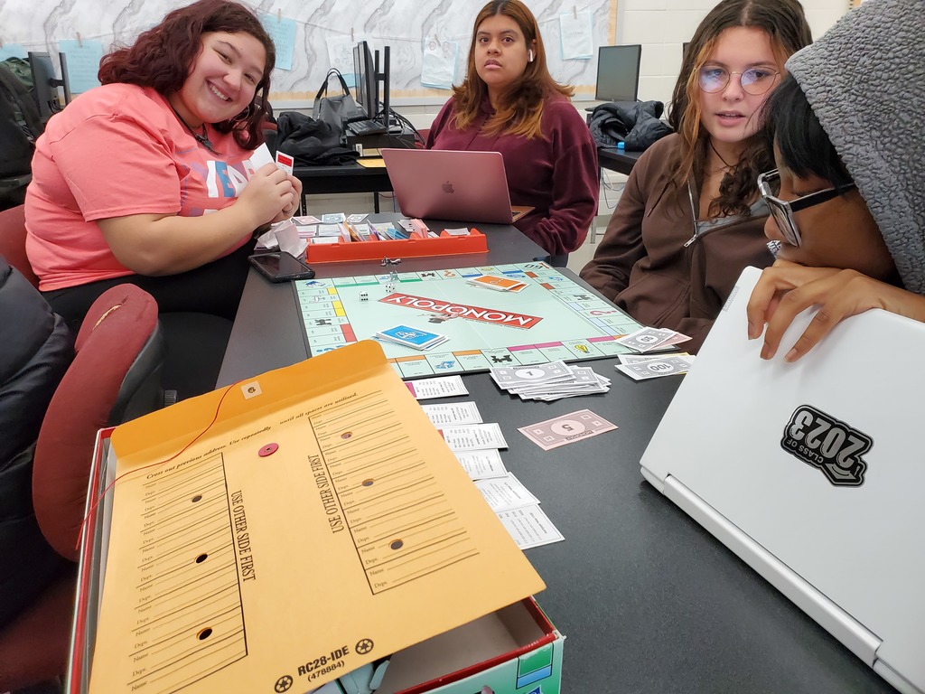 Students playing Monopoly