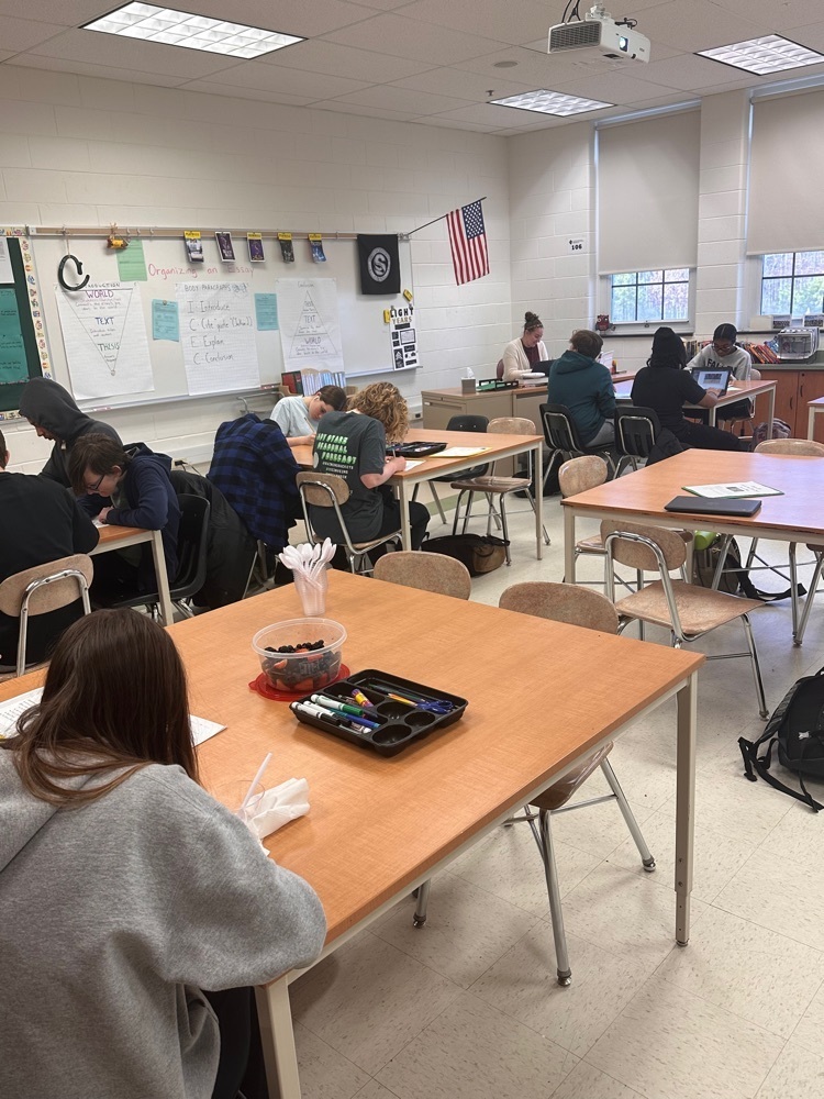 Students are working hard on their Lord of the Flies stations!
