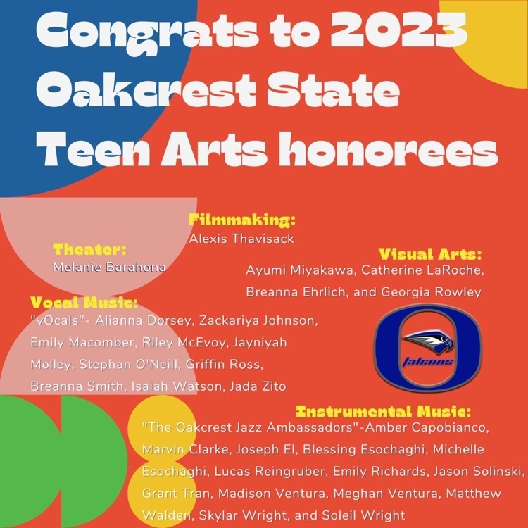 Congratulations to the student artists and performers who will be featured at the state teen arts event on May 30th at Middlesex college for their work on the stage, in the studio and on film.