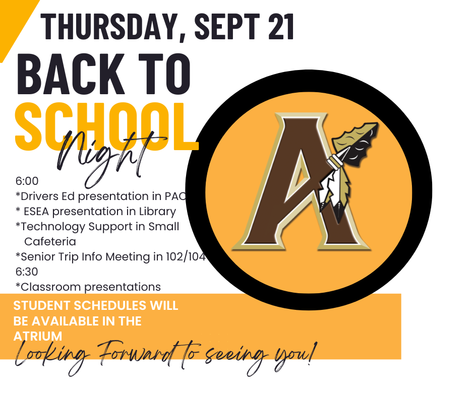 Back to school night is on Thursday 9/21